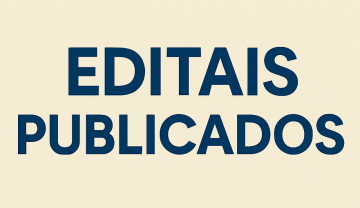 Imagem com fundo branco e com os dizeres "Editais publicados", em cor azul e letras maiúsculas.